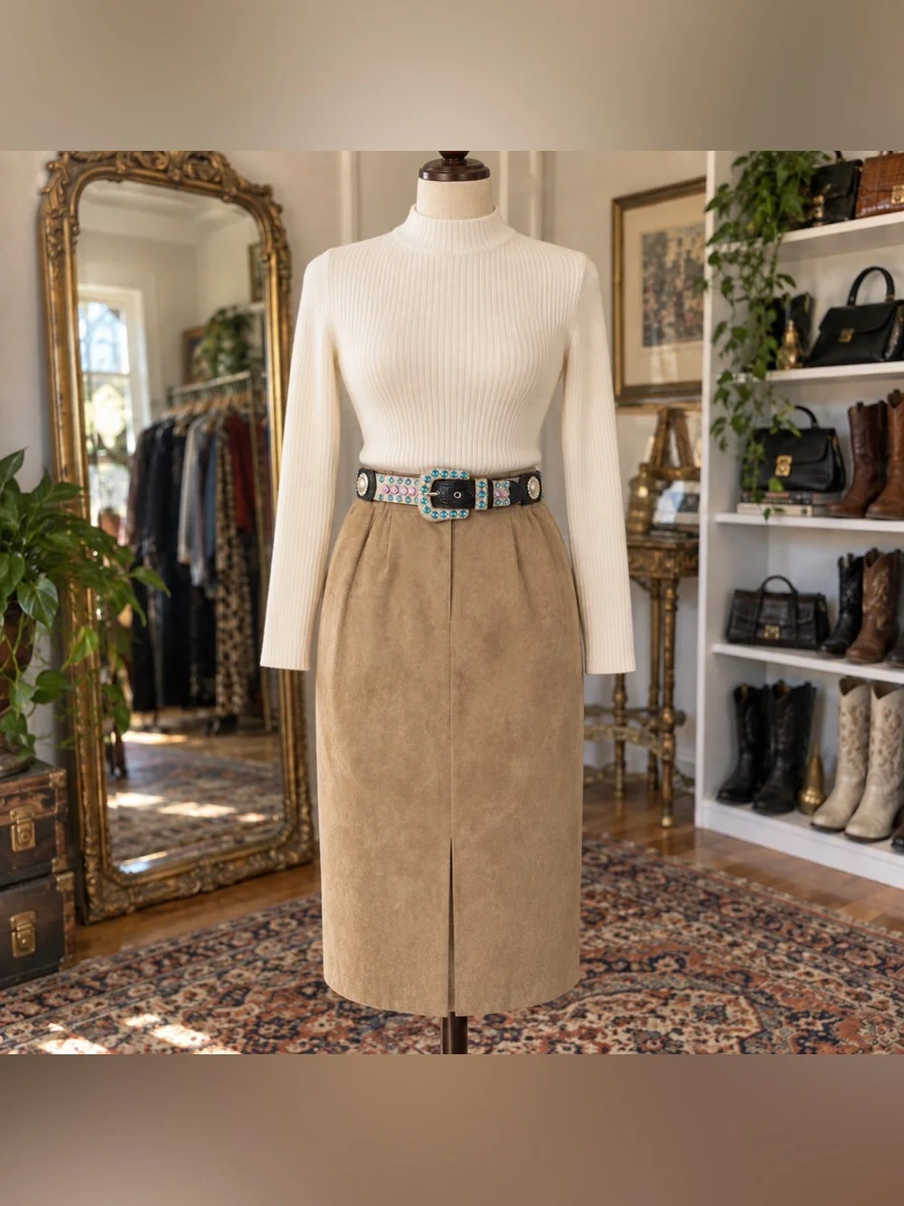 Vintage Adolph Schuman Lilli Ann Ultrasuede Blazer Skirt Set